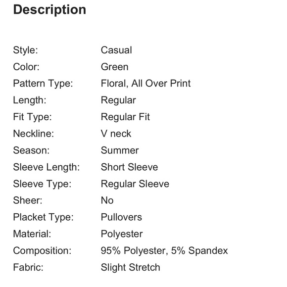 1 XL Left! Mint Green Floral Print V Neck Soft Tee - Picture 7 of 7